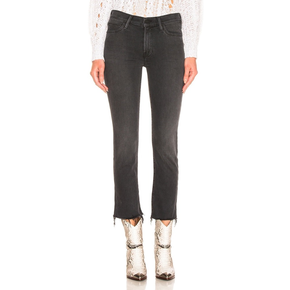 Mother The Rascal Ankle Snippet Jeans Dear Mr. Black Raw Hem Size 27